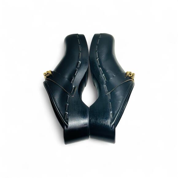 NIB Saint Laurent YSL Le Maillon EU 38 US 8 Chain Clogs Black Leather Shoes $945 - Picture 11 of 12
